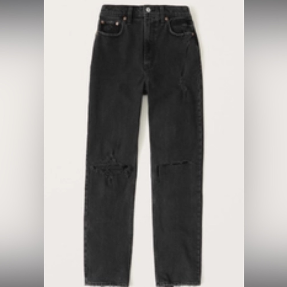Abercrombie and Fitch 90s Ultra High Rise Straight Jeans (ripped)